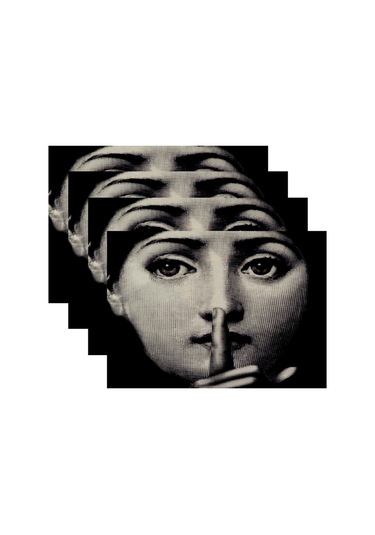 1/4 Adet Keten Kare Amerikan Servisleri Güzel Kız Desenli Dekoratif Paspas Siyah Ve Beyaz Sanat Batı Yemekleri Masa Pedi Otel Masası Dekoru 4 Adet-2, Diğer