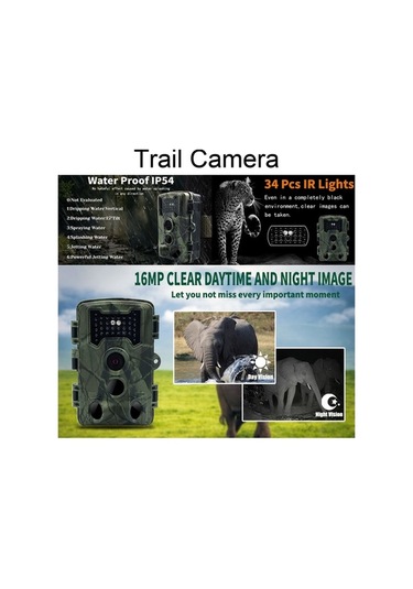 Maoyaya 16mp 1080p Gündüz Gece Kamera, Açık Hava İzleme, Ip54 Su Geçirmez, 2.0 Ekran, Hayvan Gözlem, 3 Siyah