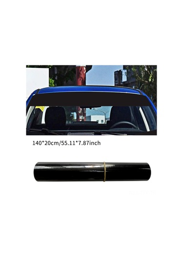 Dianziye Otomatik Cam Güneşlik Sticker - Parlak Siyah Pvc Malzeme - 140x20 Cm Ön Arka Cam Koruyucu