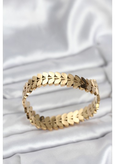 Zarif Bilekler İçin Çelik Başak Sril Kadın Kelepçe Bileklik Gri