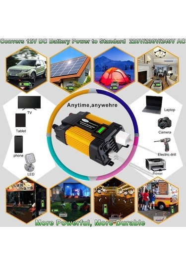 Wondernest Little Wasp 12v - 220v 4000w Araç Güç Çeviricisi, Led Ekranlı + Çift Usb