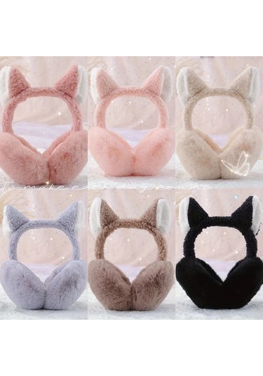 Elmpaly Kedi Kulaklı Kadınlar İçin Pembe Katlanır Tüylü Kulaklıklar