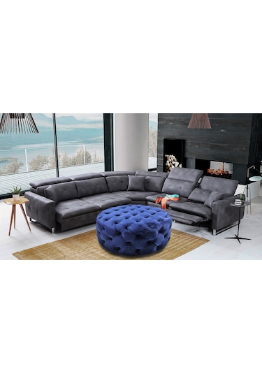 Yuvarlak Chester Model Kapitoneli Oval Orta Puf- Modern Puf