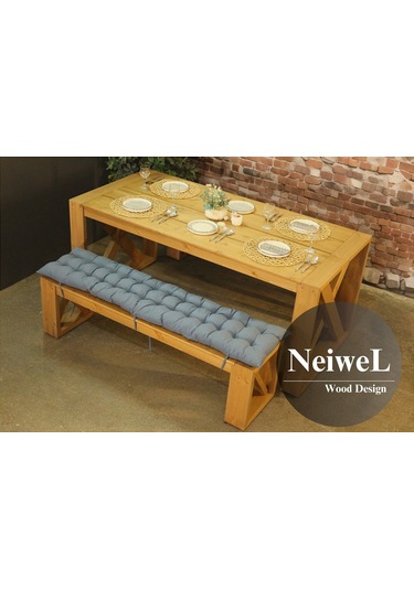 Neiwel Garden Mora Doğal Ahşap Banklı Bahçe Masa Takımı-100-200 Takım Açık Ceviz