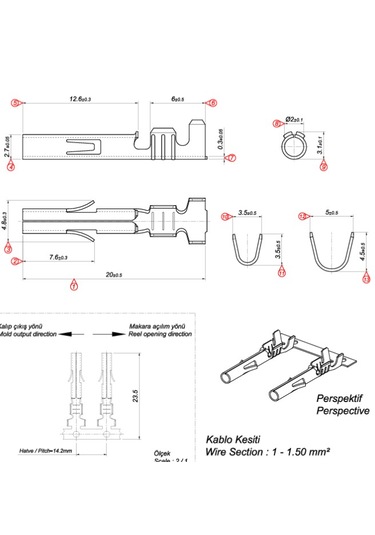 Mesa Tyd 2614-yuvarlak Dişi Klips Kalaylı - 10 Adet