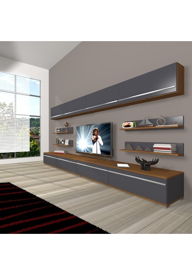 Decoraktiv Eko 360y Mdf Tv Ünitesi Tv Sehpası Ceviz - Siyah