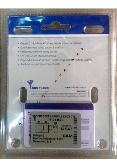 Multlock Integrator Tuzaklı Barel Patentli Anahtar 69 Mm