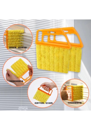 Tenfowee 7 Parmak Jenerik Temizleme Fırçası - Pp Kolu, Derin Boşlukları Temizler, Pencere Perdeleri/ Klavye/ Banyo İçin - 2 Adet Turuncu Ve Sarı
