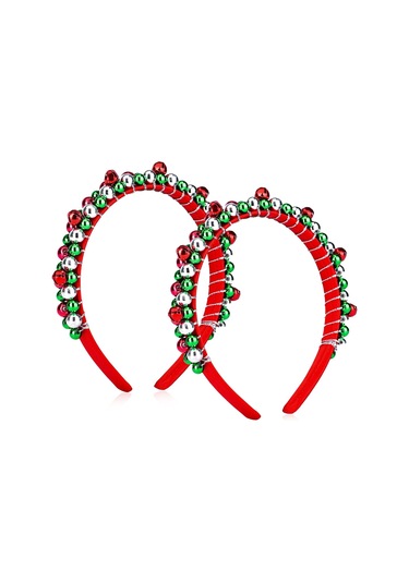 2'li Paket Noel Kafa Bandı Ve Noel Çanı Saç Bandı Kız Çocuk Saç Bandı Kırmızı Yeşil Gümüş Saç Aksesuarları Çok  Renkli