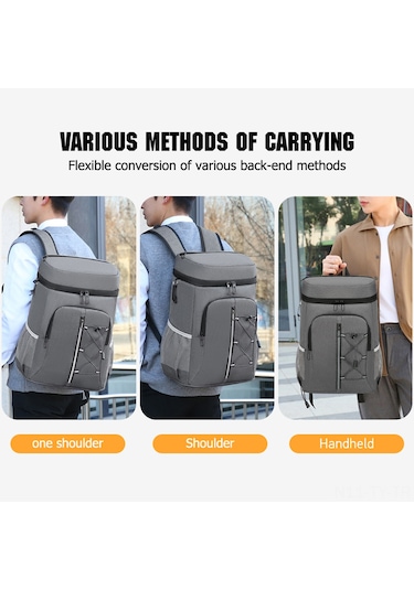 Teltree Outdoor Kamp Alüminyum Folyo Isı Yalıtımı Çanta Çift Katlı Büyük Buz Kutusu Piknik Sırt Çantası Logolu Özel Üretim Açık Gri