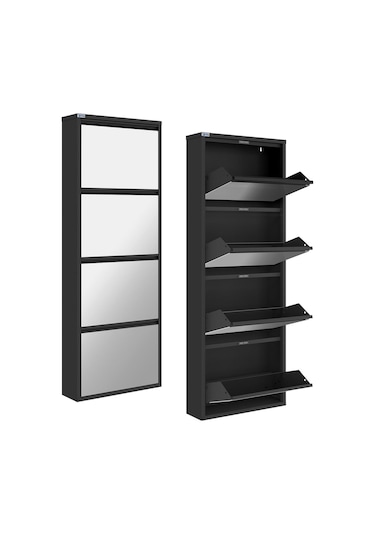 Ceha 4'lü Metal Ayakkabılık - Siyah/Aynalı K.AYK-4/A/P9005