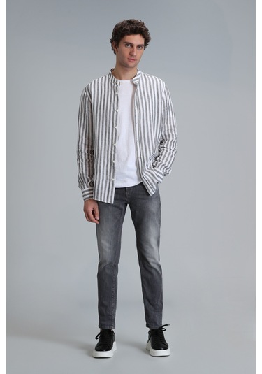 Lufian Frank Smart Jean Erkek Pantolon Regular Fit Koyu Gri Koyu Gri 111200184100160 Koyu Gri