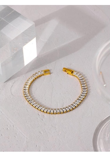 Eetit Paslanmaz Çelik Kübik Zirkonya Zincir Bileklik Kadın