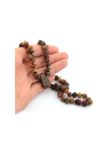 Pigado Parça Kesim Gerçek Damla Kehribar Kolye Cilasız 45 Cm Çok Renkli