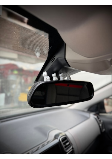 4 Parça Sevimli Kedi Ailesi Dikiz Aynası Süsü - Kedi Ayna Süsü Araba Süsü Torpido Süsü Oto Aksesuar