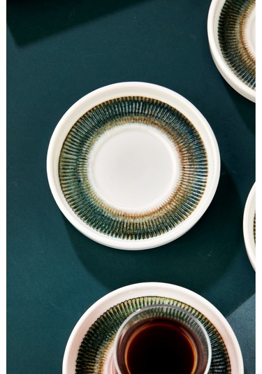 Cooker 6'lı Lyon Porselen Çay Tabağı Yeşil