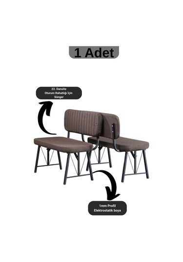 Elfin Mutfak , Yemek Odası Bahçe Balkon Otel Restoran Kafe Bench, Puf, Sırtlı Bench -1 Adet Kahve Kahverengi