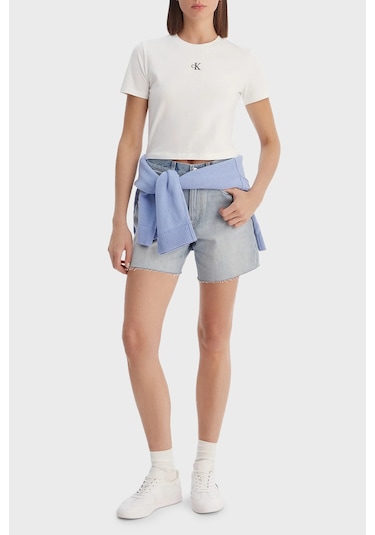 Calvin Klein Bayan T Shirt Lv047ab213 Yaf Beyaz BEYAZ