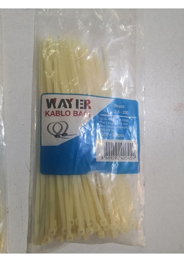 Kablo Bağı- Plastik Kelepçe - 3.6 X 300 Mm - Cırt Kelepçe Beyaz 1
