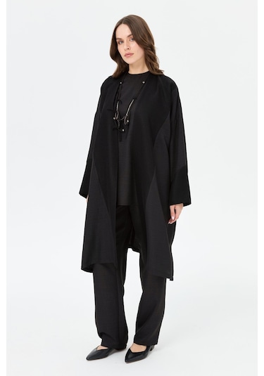 Retro Pantolonlu Üçlü Takım Siyah Siyah