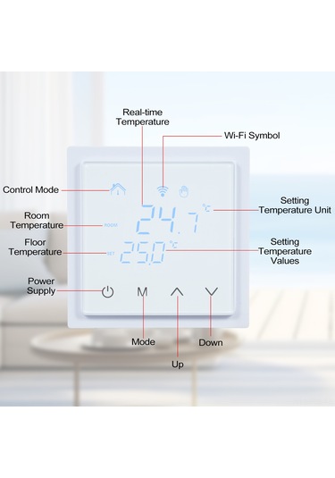 Reedark Beyaz Wifi Akıllı Led Dokunmatik Termostat - 16a, 85-250v, Ev Isı Kontrolü, Uzak Kumanda, Mh-1828aw