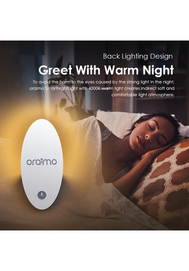 Konesam Oraimo Akıllı Gece Lambası 4000k Sıcak Işık, Hareket Ve Işık Sensörlü, 4 Ay Pil Ömrü, 0.5w Enerji Tasarruflu, Çok Yönlü Kullanım Beyaz