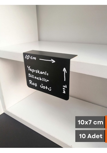 10 Adet Pvc Karatahta Siyah Ürün Etiket A7 10 x 7 CM Yapışkanlı Raf