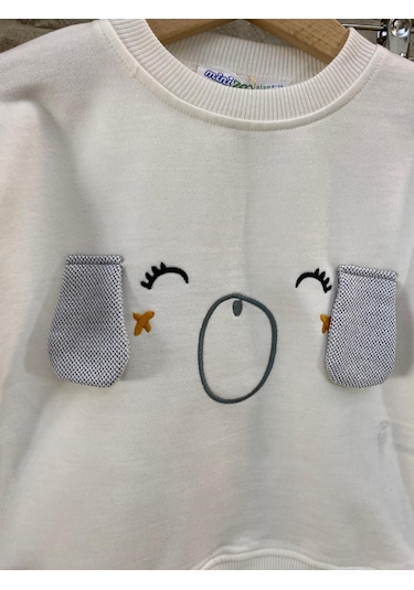 Minizoo Baby Köpek Kulaklı Erkek Çocuk Eşofman Takım Beyaz