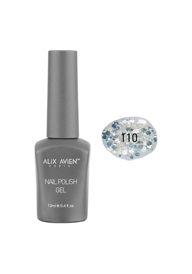 Alix Avien Gümüş Işıltılı Şeffaf Kalıcı Oje 110-yoğun Renk Veren Jel Oje 12 Ml-nail Uv Gel Polish 110