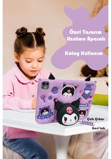 Apple Ipad 8. Ve 9. Nesil 10.2 Inç 2020 / 2021 Uyumlu Kedi Kılıf Standlı Eğlenceli Koruma Levander