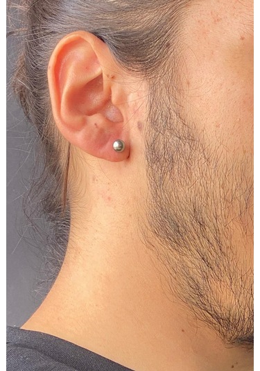 6,5 Mm Doğal İnci Erkek Küpe Gold