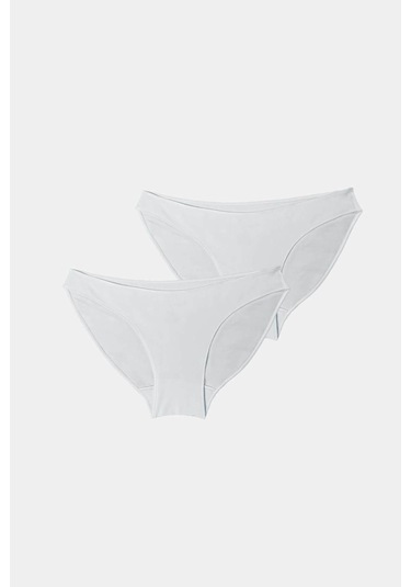 Malabadi 183 2'li Paket Kadın Modal Düşük Bel Iz Yapmayan Slip & Külot Ekru