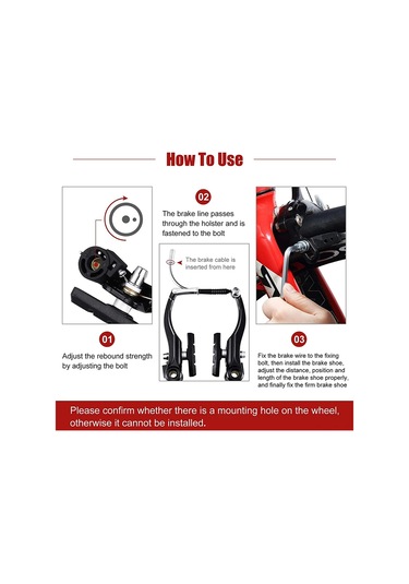 Yifomall Bisiklet V-fren Seti: Tam Alüminyum Siyah Fren Kolu + V-fren + Fren Kablosu - Yol Bisikleti İçin Tam Set