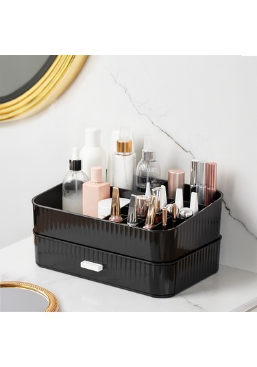Porsima 0619 Çekmeceli Takı Organizeri Makyaj Düzenleyici Kutu Si Siyah