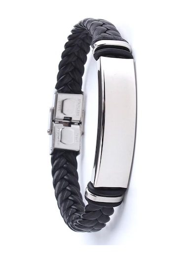 Kişiye Isimli Deri Beyaz Çelik Erkek Bileklik Scb15