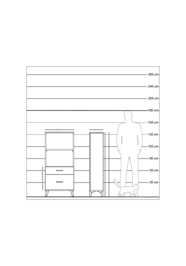 Arges Dolap 2 Raflı 2 Çekmeceli 60x30x134 Çam-antrasit Atlas Çam