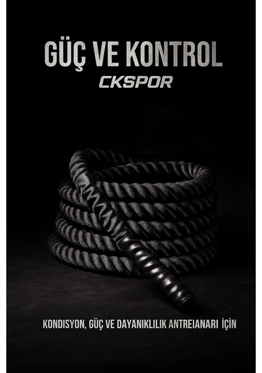 Ckspor Dayanıklı Kılıflı Antrenman Halatı 10 Metre 36 Mm Battle Rope Crossfit Dayanıklılık Güç Antrenmanı