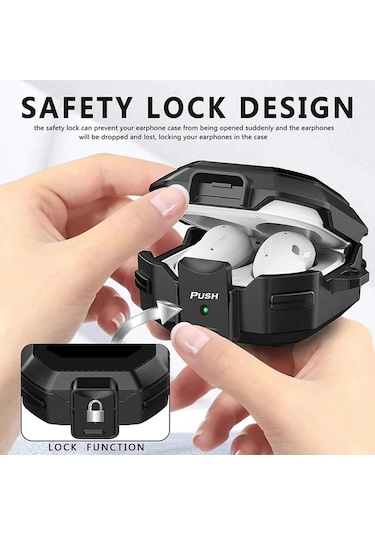 Caseonn Samsung Galaxy Buds 2 - Buds 2 Pro Kılıf Güvenlik Kilitli Military Tank Sarı