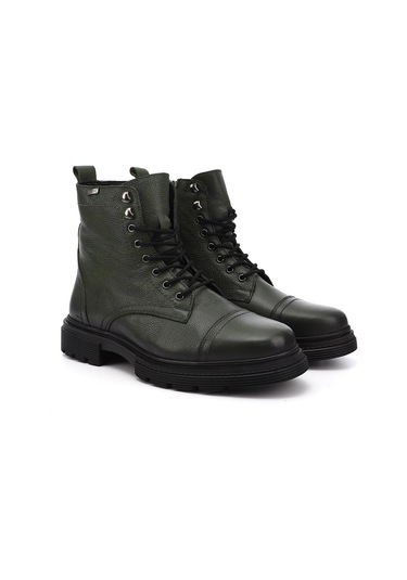 Gönderi R Haki Floter Gön Hakiki Deri Fermuarlı Bağcıklı Erkek Postal Bot 81501 Haki