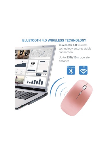 Bluetooth Kablosuz Şarjlı Fare Lazer Optik Şarj Edilebilir Mini İnce Sessiz Fareler Gül Altını Diğer