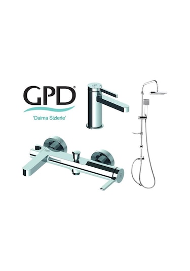 Gpd Mlb165 M Gildo Armatür Musluk + Batarya + Banyo Seti 3'lü Krom