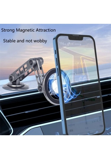 G198 Ayarlanabilir Robotik Kol Cep Telefonu Standı Araba Pano Ön Cam Manyetik Telefon Tutucu Gri