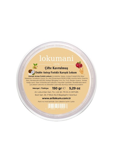 Çifte Kavrulmuş Karışık Antep Fıstıklı Lokum 150 Gr