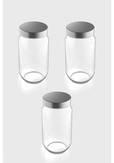 Renga Voca 1000 Ml Metal Kapaklı 3'lü Cam Kavanoz Seti 131080 Gümüş
