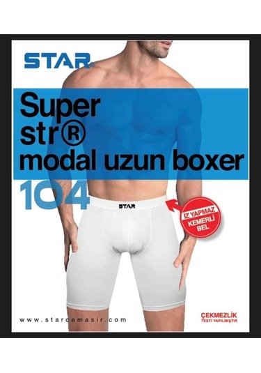 Star 104 Modal Uzun Boxer Beyaz