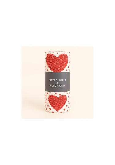 Desenli Kalpli Çift Kişilik 160 X 200 Lastikli Çarşaf Ve 2 Adet Yastık Kılıfı Kırmızı