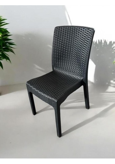 6 Adet Kolsuz Rattan Sandalye Antrasit Antrasit