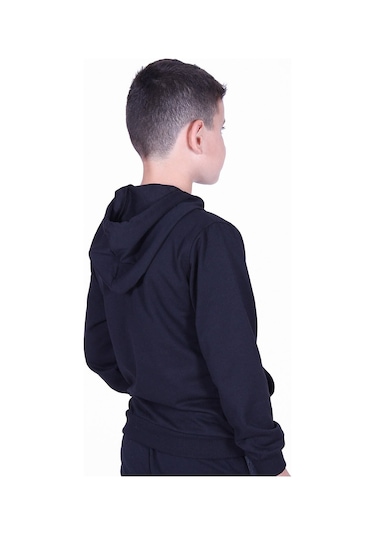 Fyk Kids Düz Kanguru Cepli Kapşonlu Sweatshirt Siyah