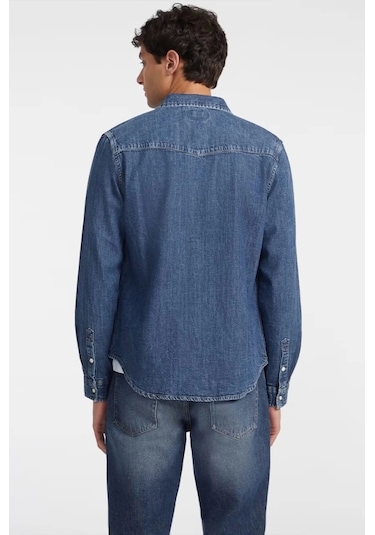 Guess Erkek Mavi Slim Uzun Kol Denim Gömlek Mavi