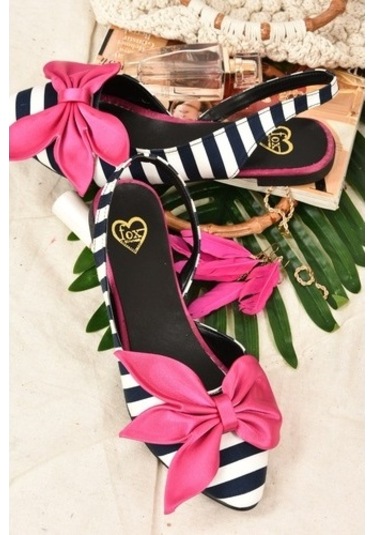 Fox Shoes Siyah/Beyaz/Fuşya Kumaş Kadın Babet H726809004 Fuşya